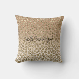 Creamy Peach Gold Glitzy Leopard Print      Kussen