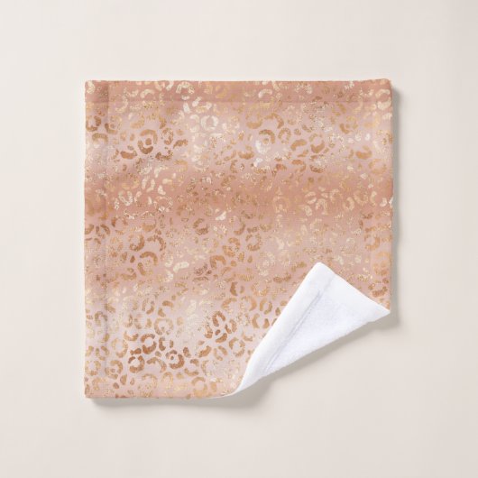 Creamy Peach Roos Blush Leopard Print Bad Handdoek (Wasdoekje)