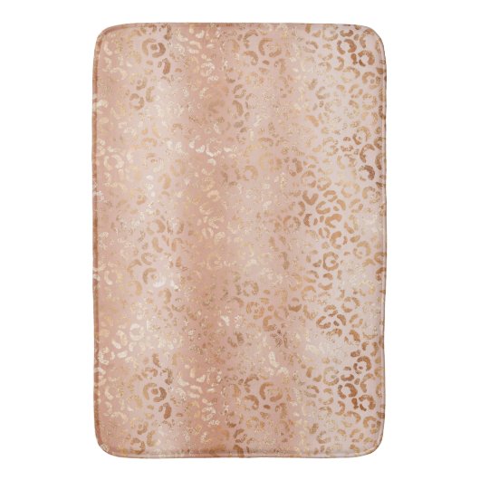 Creamy Peach Roos Blush Leopard Print Badmat (Voorkant Verticaal)