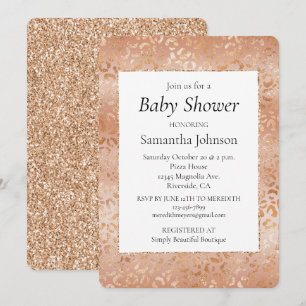 Creamy Peach Roos Blush Leopard Print Kaart