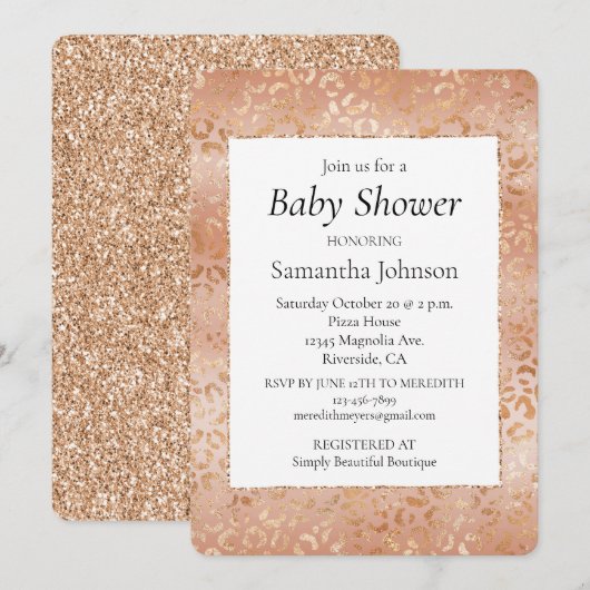 Creamy Peach Roos Blush Leopard Print Kaart (Voorkant / Achterkant)