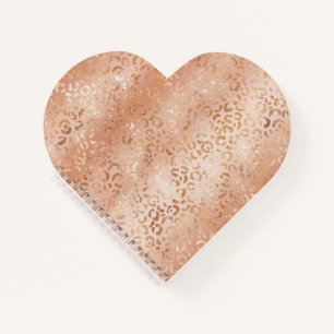 Creamy Peach Roos Blush Leopard Print Notitieboek