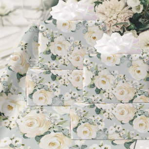 Creamy Peony en Silver Sage Eucalyptus Greenery Cadeaupapier