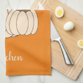 Creamy Pumpkins Oranje Kitchen Towel met naam Theedoek (Quarter Fold)
