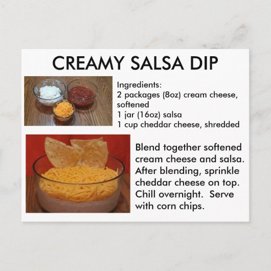 Creamy Salsa Dip Recipe Card Briefkaart (Voorkant)