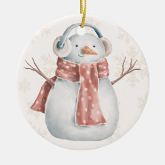 Creamy Snowman Keramisch Ornament