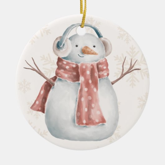 Creamy Snowman Keramisch Ornament (Voorkant)