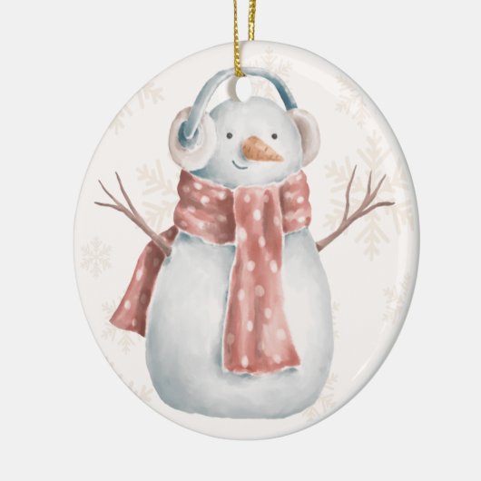 Creamy Snowman Keramisch Ornament (Links)