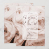Creamy Soft Blush Roses Elegant Sweet 16 Kaart (Voorkant / Achterkant)