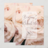 Creamy Soft Pink Peach Rozen Elegant Sweet 16 Kaart (Voorkant / Achterkant)