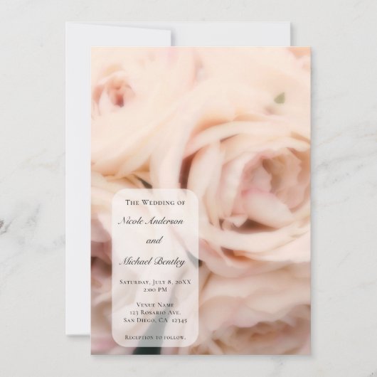 Creamy Soft Pink Peach Rozen Elegant Wedding Kaart (Voorkant)