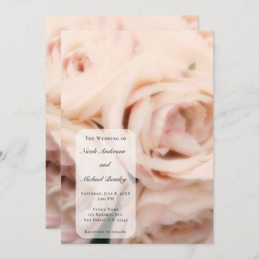 Creamy Soft Pink Peach Rozen Elegant Wedding Kaart (Voorkant / Achterkant)