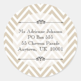 Creamy Tan Chevron Modern Name Return Address Ronde Sticker