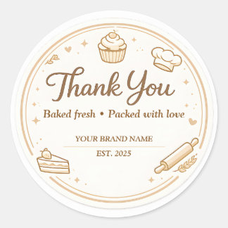Creamy Vintage Bakery Icons Bakery Thank You Ronde Sticker