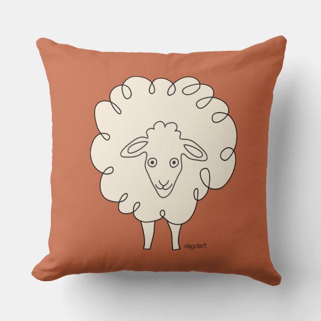 Creamy Whimsical Sheep Sierkussen (Voorkant)