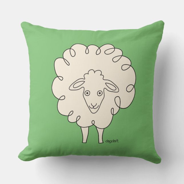 Creamy Whimsical Sheep Sierkussen (Voorkant)