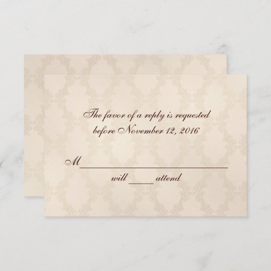 Creamy White Damask RSVP (Voorkant / Achterkant)