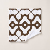 Creamy White en Brown Moroccan Boho Chic Pattern Bad Handdoek (Wasdoekje)