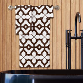 Creamy White en Brown Moroccan Boho Chic Pattern Bad Handdoek