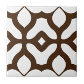 Creamy White en Brown Moroccan Boho Chic Pattern Tegeltje (Voorkant)