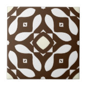 Creamy White en Brown Moroccan Mosaic Pattern Tegeltje (Voorkant)