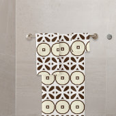 Creamy White en Brown Mosaic Geometric Pattern Bad Handdoek
