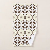 Creamy White en Brown Mosaic Geometric Pattern Bad Handdoek (Handdoek)