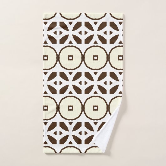 Creamy White en Brown Mosaic Geometric Pattern Bad Handdoek (Handdoek)
