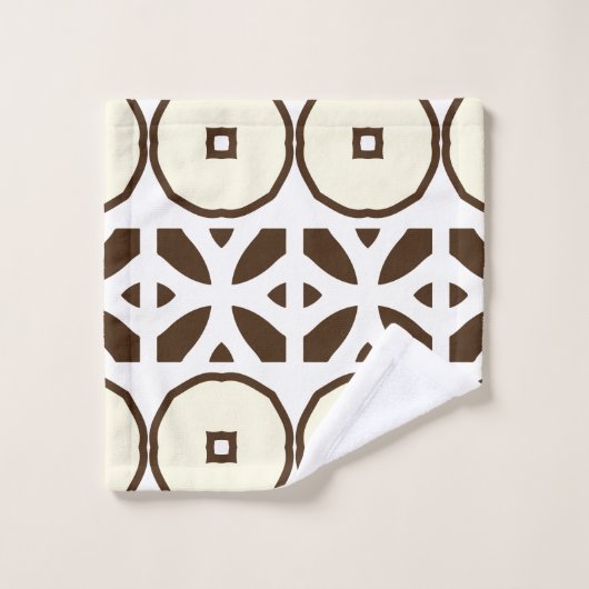 Creamy White en Brown Mosaic Geometric Pattern Bad Handdoek (Wasdoekje)