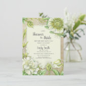 Creamy White Floral Greenery Rustic Vrijgezellenfe Kaart (Staand voorkant)