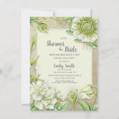 Creamy White Floral Greenery Rustic Vrijgezellenfe Kaart (Voorkant)