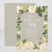 Creamy White Floral Sage Green Empty Nest Party Kaart (Voorkant / Achterkant)
