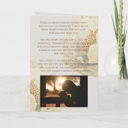 Creamy White Florals Folded Funeral Programme Programma (Achterkant)