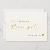 Creamy White Gold Script Bloemenmeisje Proposal Ka Kaart (Voorkant)