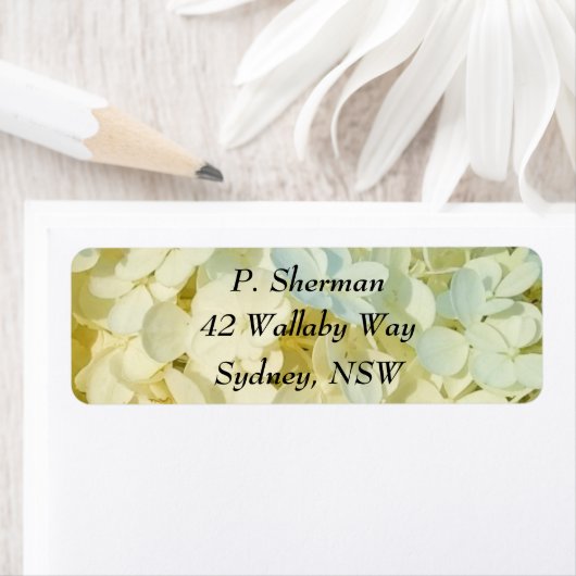Creamy White Hydrangea Address Label (Insitu)