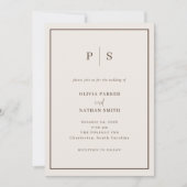 Creamy White Minimal and Chic Brown Border Wedding Kaart (Voorkant)