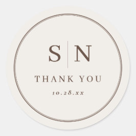 Creamy White Minimal and Chic | Wedding Initial Ronde Sticker