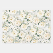 Creamy White Peony & Silver Eucalyptus Greenery Inpakpapier Vel (Voorkant 3)