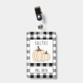 Creamy White Pumpkins Herfst Generic Hall Pass Badge (Voorzijde met clip)