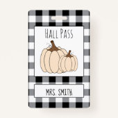 Creamy White Pumpkins Herfst Generic Hall Pass Badge (Voorkant)