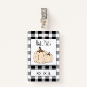 Creamy White Pumpkins Herfst Generic Hall Pass Badge (Voorkant met clip)