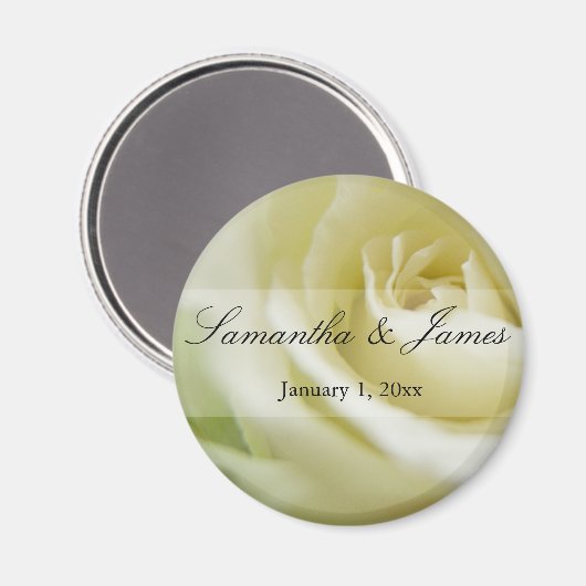Creamy White Rose Personal Wedding Magneet (Voorkant / Achterkant)