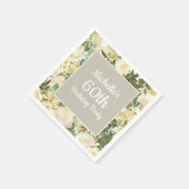 Creamy White Sage Green Floral 60th Birthday Servet (Hoek)