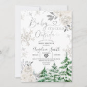 Creamy White Snowflake Floral Forest Baby shower Kaart (Voorkant)