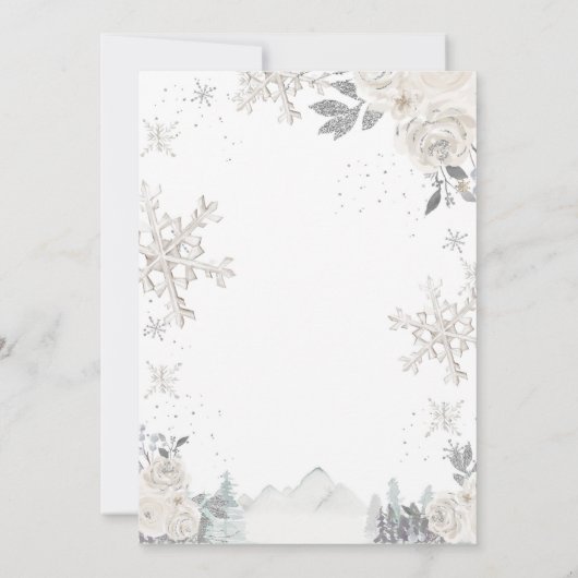 Creamy White Snowflake Floral Forest Baby shower Kaart (Achterkant)