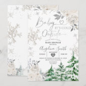 Creamy White Snowflake Floral Forest Baby shower Kaart (Voorkant / Achterkant)