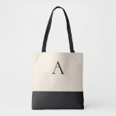 CREAMY WIT en zwart 1 Letter Monogram Tote Bag (Voorkant)
