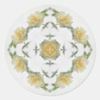Creamy Yellow Rose Kaleidoscope Art 1 Ronde Sticker