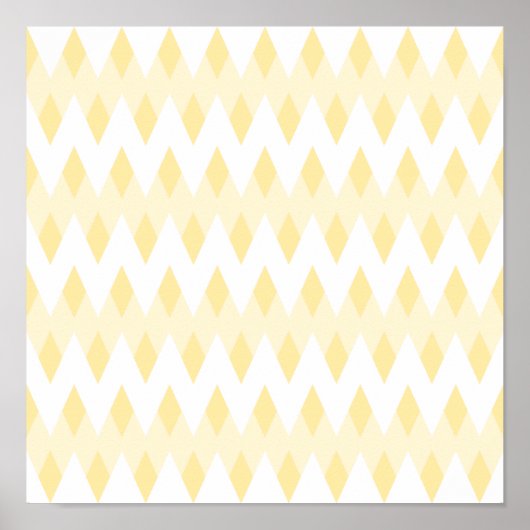 Creamy Yellow Zigzag Pattern met diamantvormen. Poster (Voorkant)