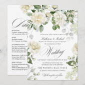 CreamyFloral Eucalyptus Script Calligraphy Wedding Kaart (Voorkant / Achterkant)
